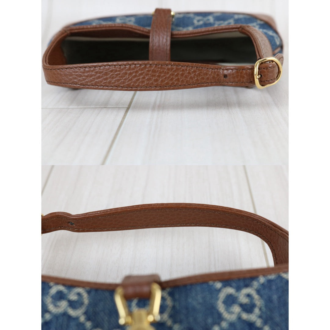 Include Entrupy Certificate of Authenticity｜Very Good ( Rank A) ｜  GUCCI  Monogram Denim Leather Piecing Mini Jackie Handbag With Shoulder Strap｜S26070604