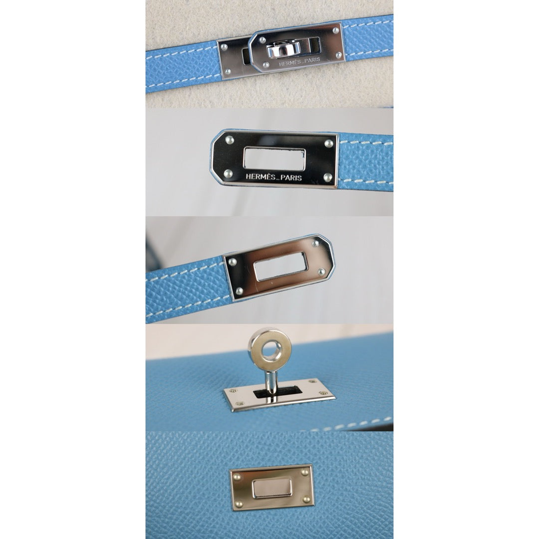 Excellent（Rank SA)｜ HERMES Epson Skin Kelly Wallet Blue Jean □Q Stamp Made In 2013Year｜X25082405