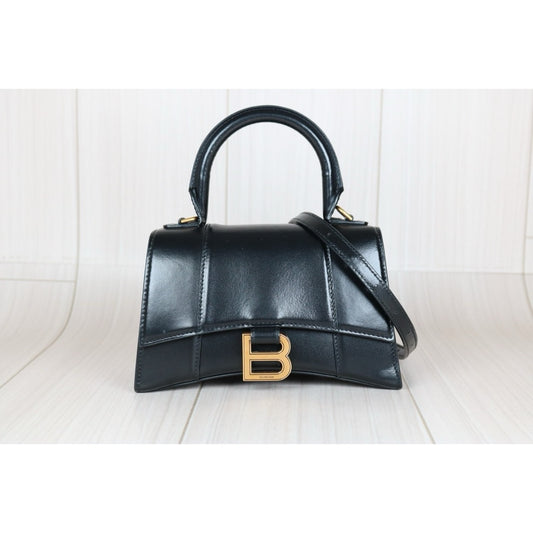 Very Good ( Rank A) |Balenciaga Black Calfskin Croc Embossing Handbag With Shoulder Bag |S24090503