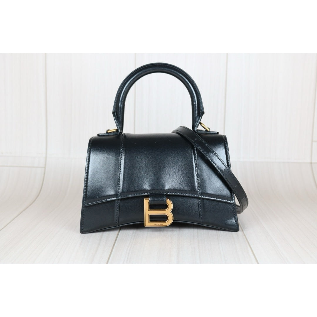 Very Good ( Rank A) ｜Balenciaga Black Calfskin Croc Embossing Handbag With Shoulder Bag ｜S24090503