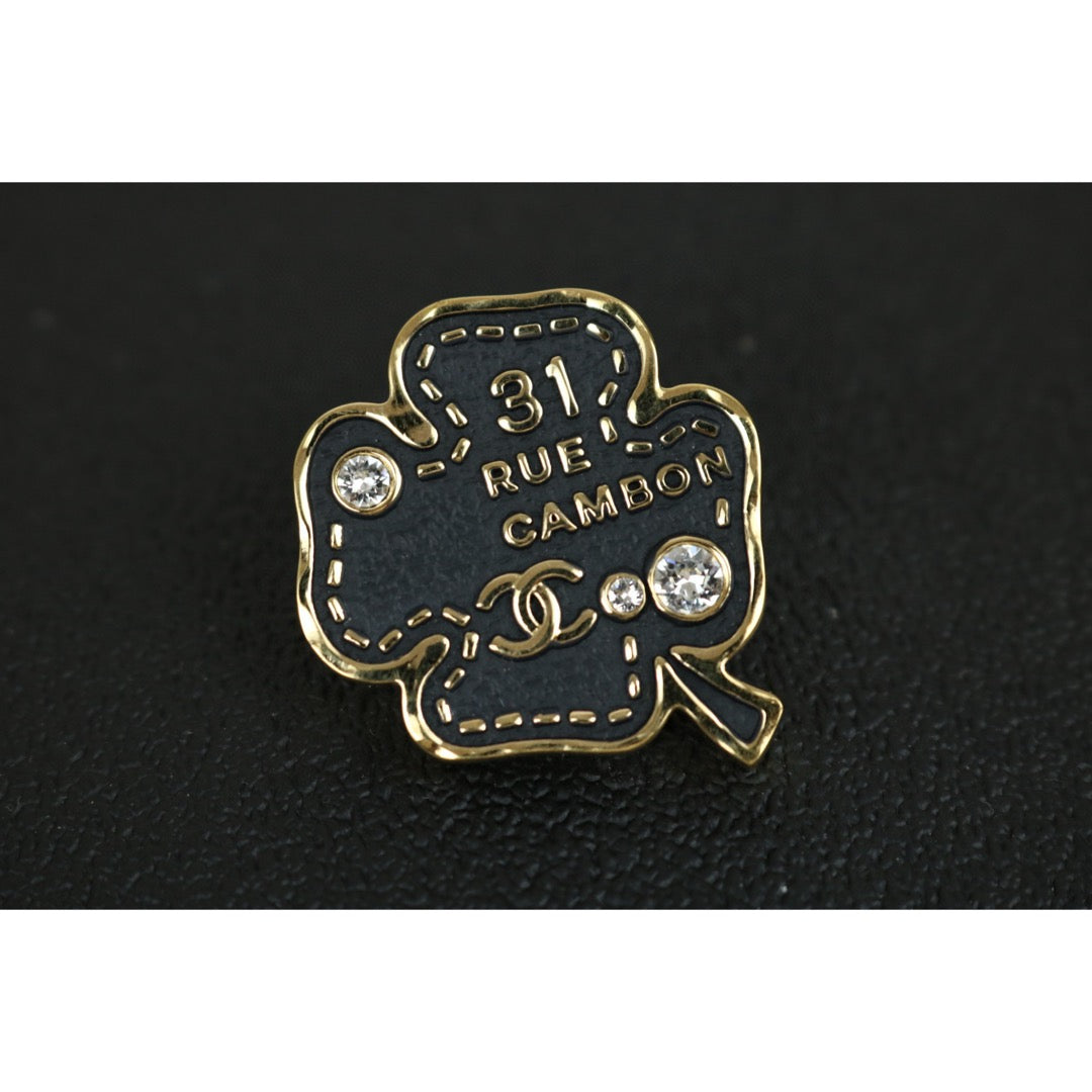 Very Good ( Rank A)｜ CHANEL  Coco Mark B23s Four leaf clover Rhinestone  Brooch ｜F25012309