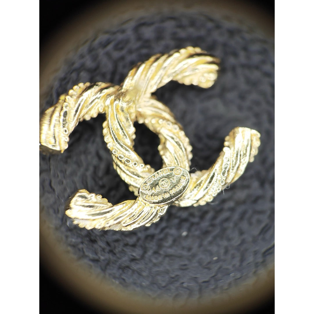 Include Authentic Detective Certificate of Authenticity｜Very Good ( Rank A) ｜CHANEL F14V COCO Mark Braids Rhinestone Earrings Made In 2014 Year｜S26062505