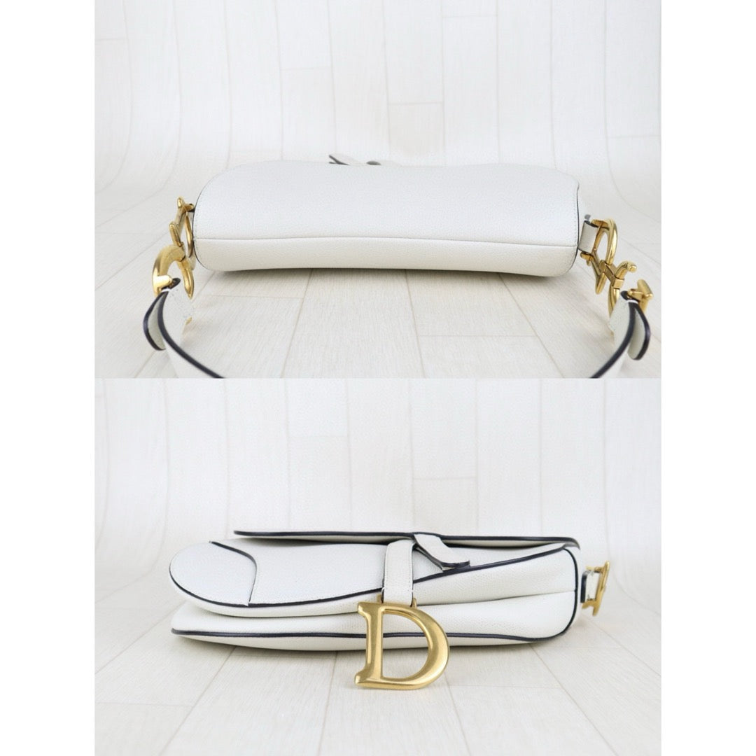Good ( Rank AB)｜  Dior Calfskin Medium Saddle Bag White   ｜H25042219