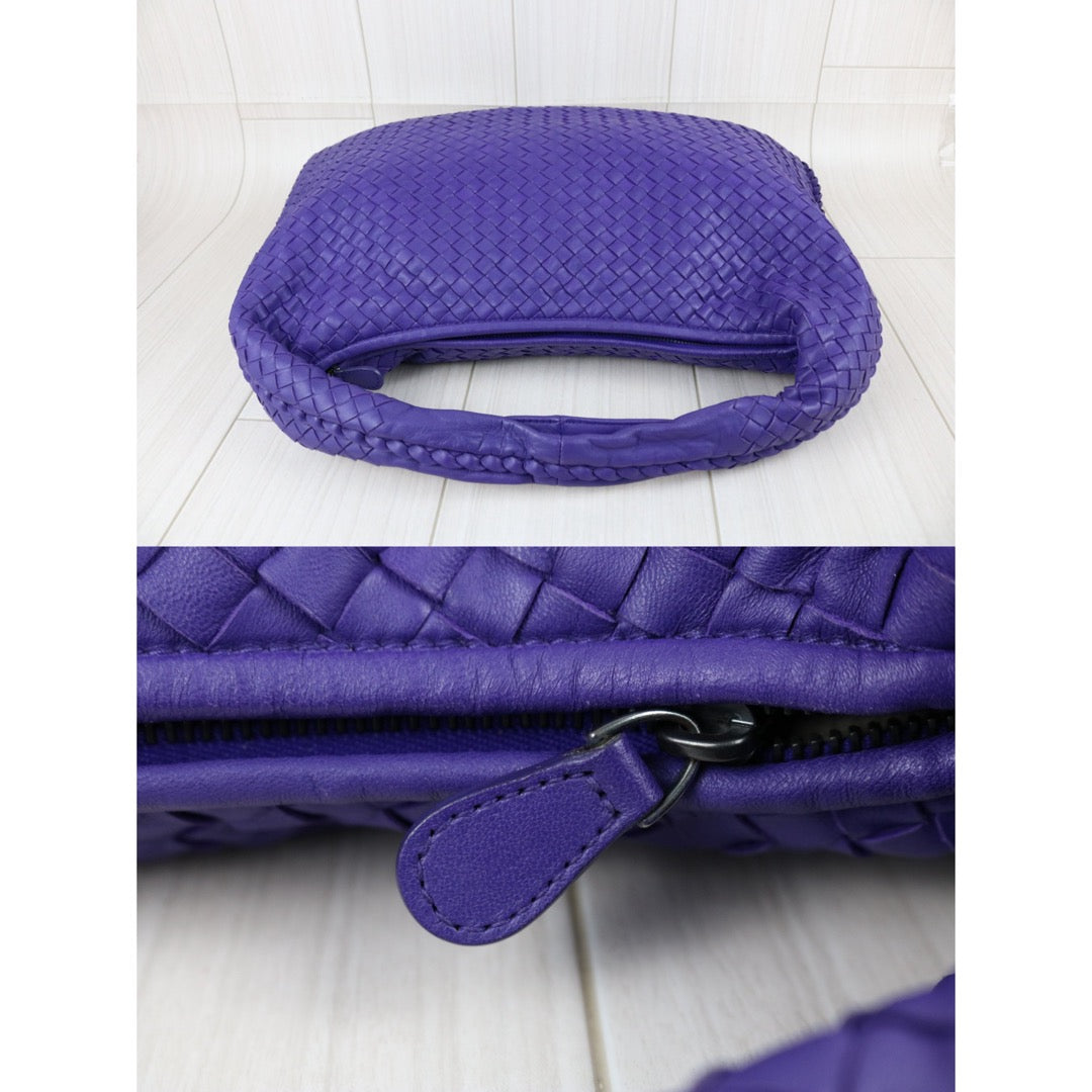Include Entrupy Certificate of Authenticity｜Very Good ( Rank A)｜ Bottega Veneta Lamb Skin Braid Shoulder Bag Dark Purple｜S26041304