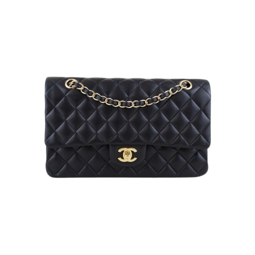 Very Good ( Rank A) ｜ CHANEL  Lamb Skin Black Double Flap 25 Medium Shoulder Bag Made in 2011 Year ｜H25011318