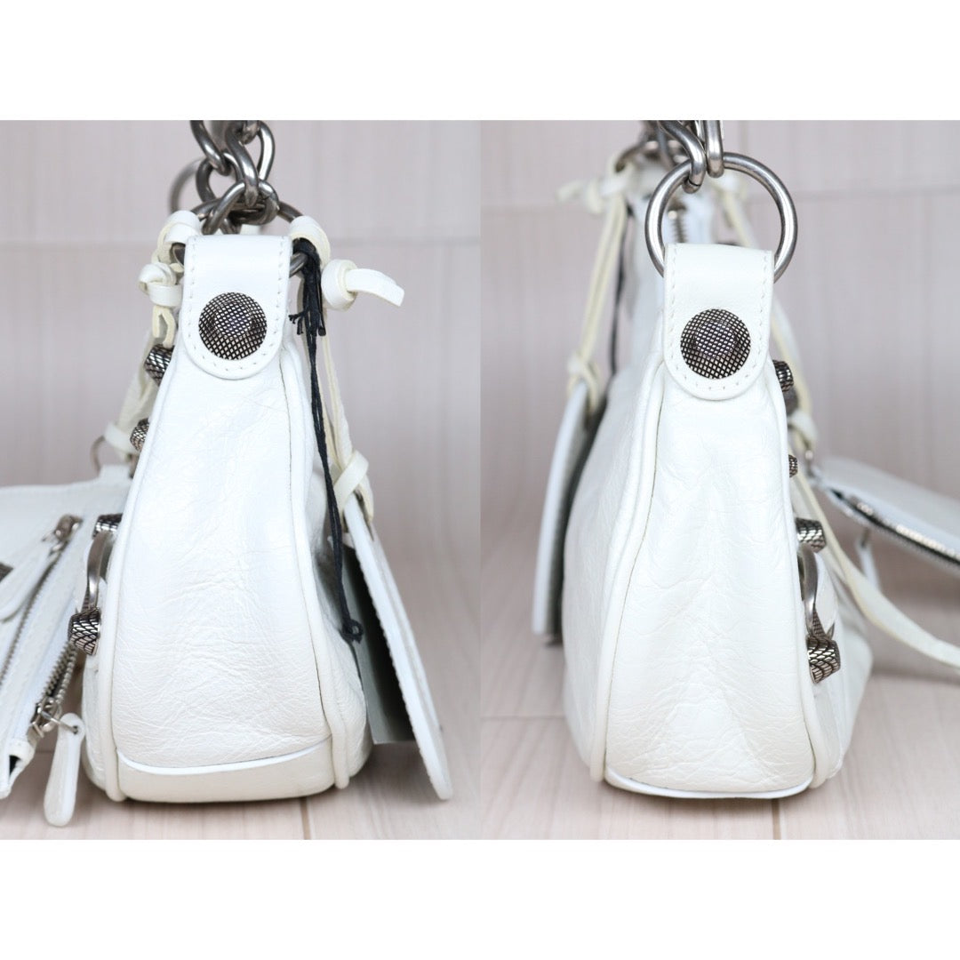 Rank SA｜Balenciaga XS Le Cagole Aged Calfskin Shoulder Bag White｜S24061103