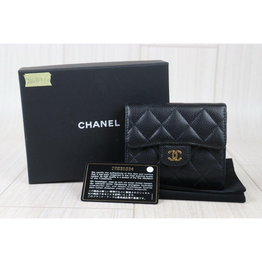 Good ( Rank AB)
｜Chanel Caviar Skin Black Wallet Made In 2018-2019Year｜24081910