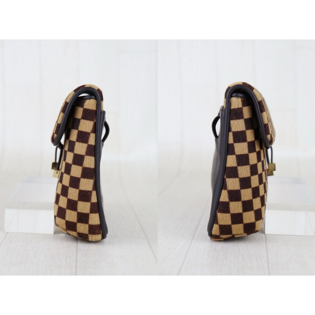 Very Good ( Rank A)｜ LV Gazelle Damier Sauvage Halaco Shoulder Bag Brown ｜H25112809