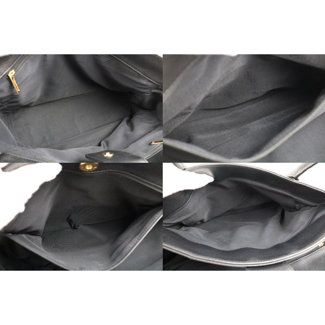 Include Entrupy Certificate of Authenticity｜Good ( Rank AB)｜ CHANEL Matrasse Caviar Skin Black Cerf Tote 35 Shoulder Bag Made In 2013-2014 Year｜S26101105