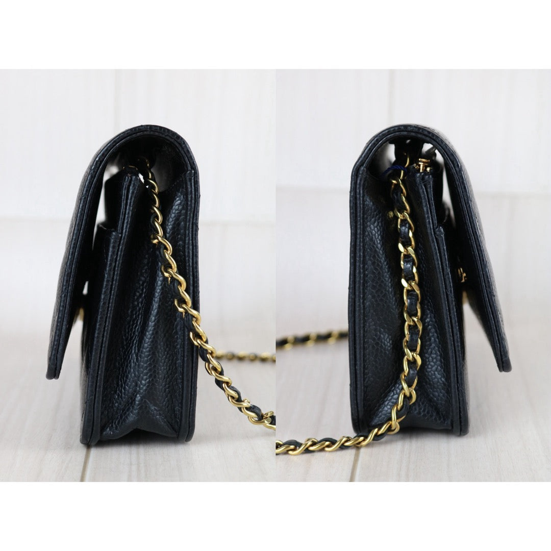 Include Entrupy Certificate of Authenticity｜Very Good ( Rank A)｜CHANEL Caviar Skin WOC 19 Chain Bag Black IC Chips Model｜S26072901