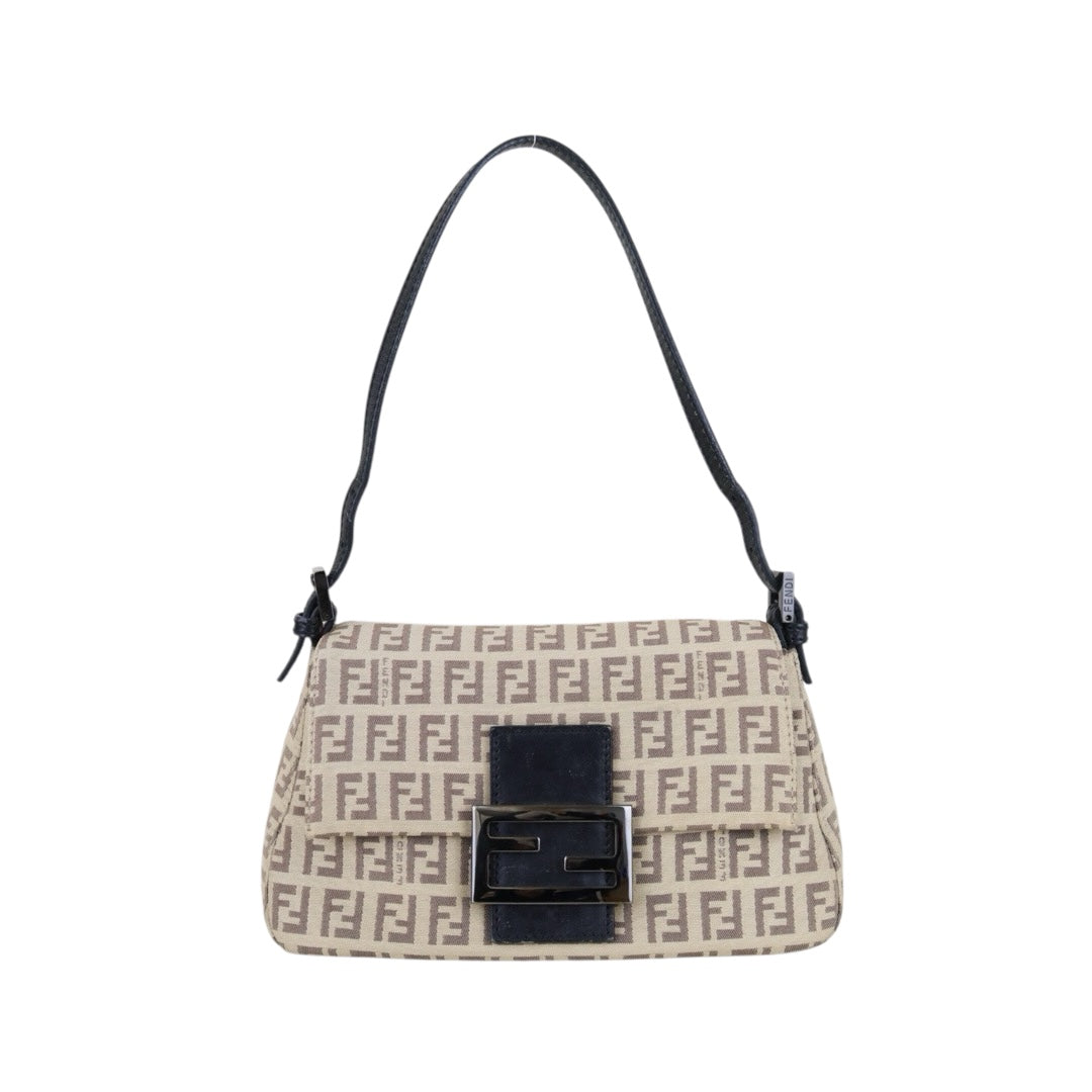 Include Entrupy Certificate of Authenticity｜Good ( Rank AB)｜ FENDI Zucca Mamma Baguette Shoulder Bag Beige｜S26011901