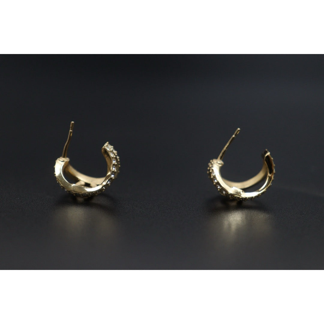 Include Authentic Detective Certificate of Authenticity｜Very Good ( Rank A) ｜CHANEL A22A COCO Mark Rhinestone Earrings Made In 2022Year｜V26030508