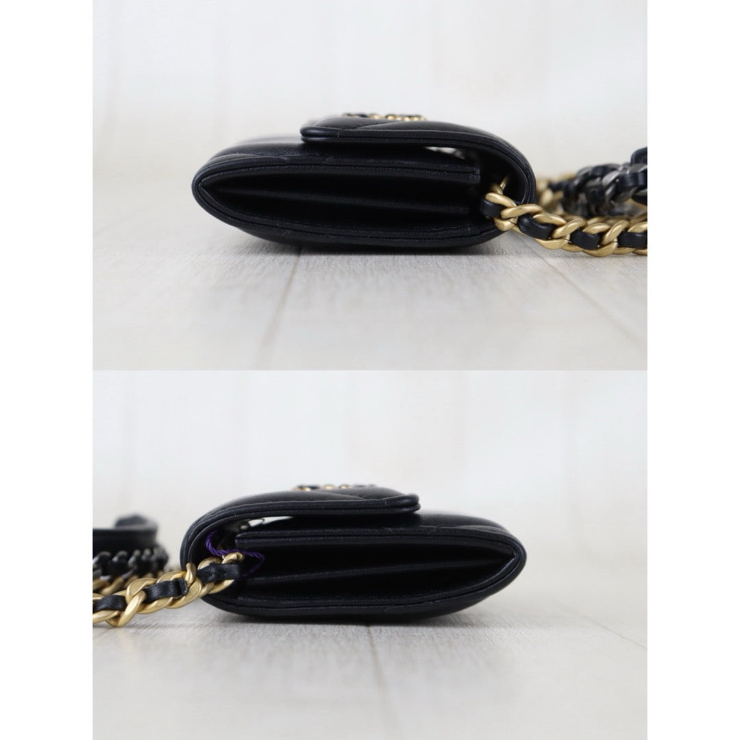 Include Entrupy Certificate of Authenticity｜Very Good ( Rank A)｜CHANEL 19bag Lambskin Black Mini WOC Chain Bag Made In 2021-2022 Year｜S26072507