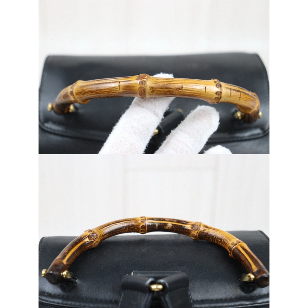 Very Good ( Rank A) ｜GUCCI Bamboo Leather GM Backpack Black｜25042120