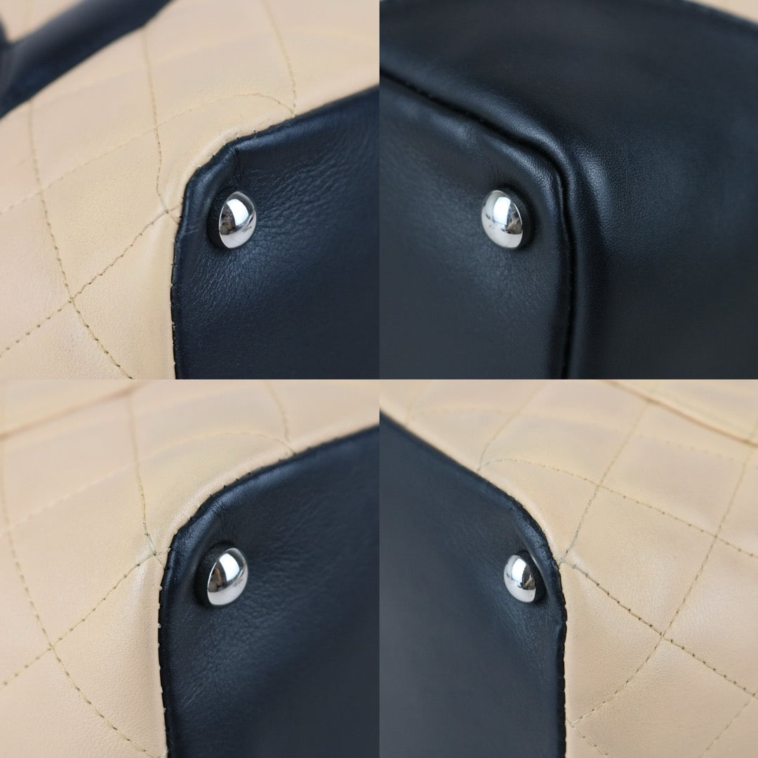 Include Entrupy Certificate of Authenticity｜Good ( Rank AB)｜ CHANEL Cambon Line Calf Leather Tote Bag Beige Made In 2003-2004Year｜Y26051521