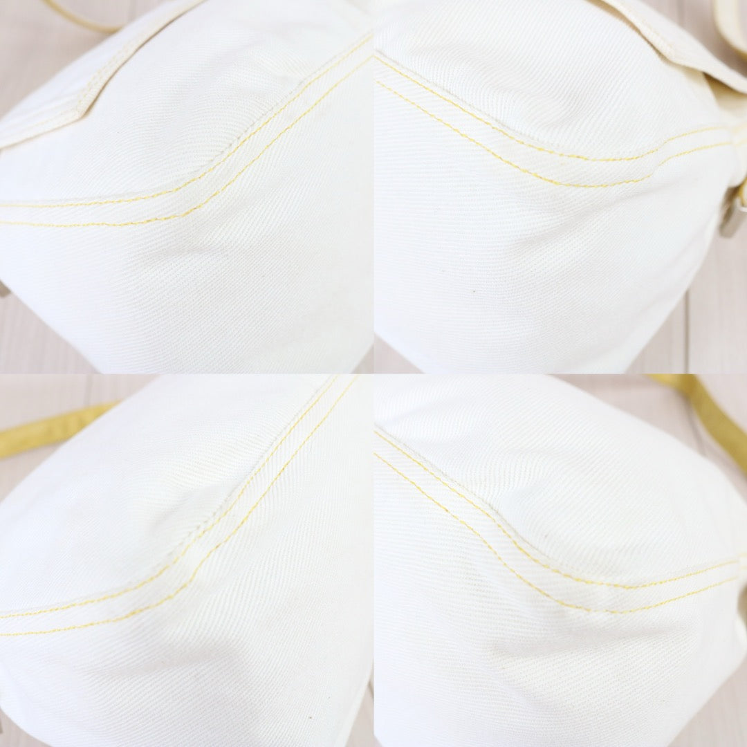 Include Entrupy Certificate of Authenticity｜Good ( Rank AB)｜ FENDI White Denim and Yellow Python Mamma Baguette Shoulder Bag ｜X26090412