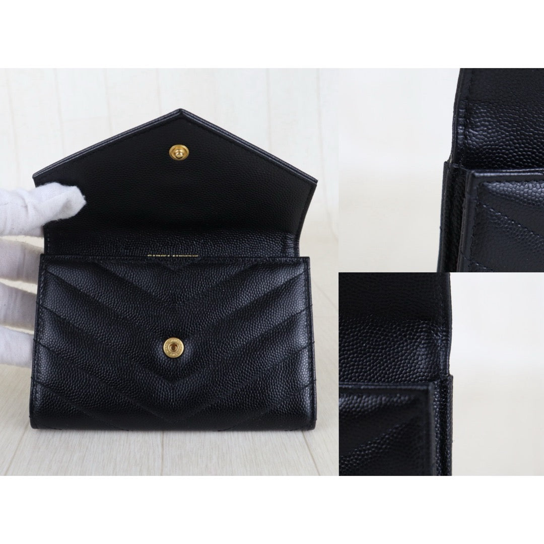 Include Entrupy Certificate of Authenticity｜Excellent（Rank SA）｜  Saint Laurent YSL Caviar Skin Calf Leather  Card Holder Black｜S26030819