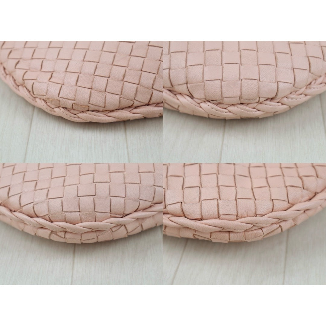 Include Entrupy Certificate of Authenticity｜Very Good ( Rank A)｜ Bottega Veneta Lamb Skin Braid Shoulder Bag  Pink｜S26050601