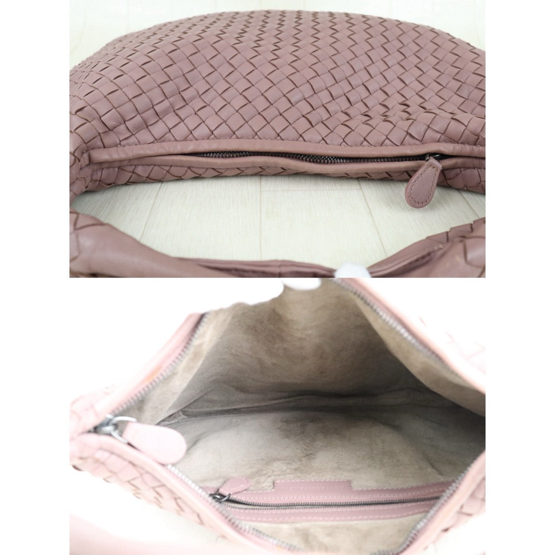 Include Entrupy Certificate of Authenticity｜Good ( Rank AB) Bottega Veneta Lamb Skin Braid Shoulder Bag Dark Purple Cameo｜S26041408