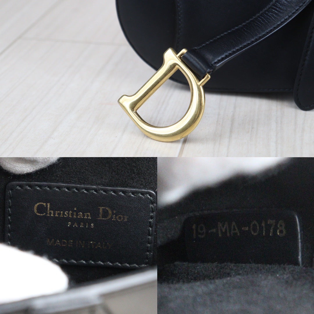 Rank A ｜Dior Smooth Calfskin Mini Saddle Bag Black ｜23080307