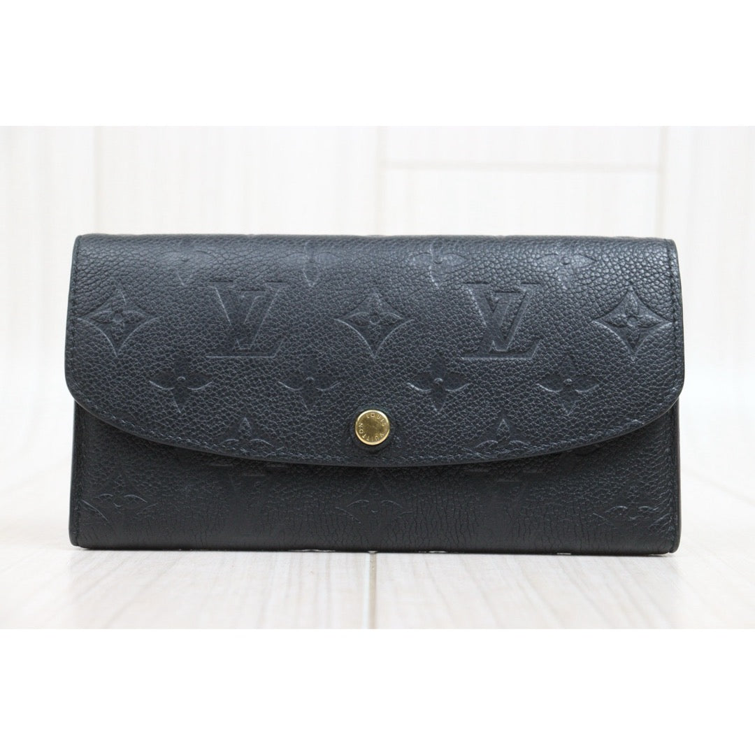 Include Entrupy Certificate of Authenticity｜Good ( Rank AB)｜ Louis Vuitton Monogram Empreinte Emilie Long Wallet Black｜26051402