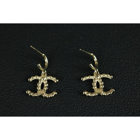 Include Authentic Detective Certificate of Authenticity｜Excellent（Rank SA）｜ CHANEL L22C Coco Mark Golden Earrings Made In 2022Year｜S26013104