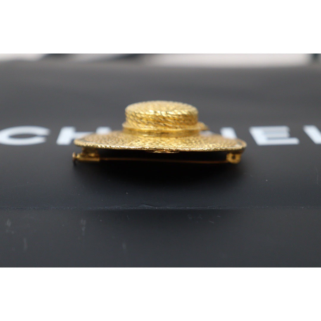 Very Good ( Rank A)｜ CHANEL Straw Hat Gold Brooch ｜Q24050946