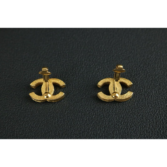 Include Authentic Detective Certificate of Authenticity｜Very Good ( Rank A) ｜ CHANEL  Coco Mark Golden Plated Rhinestone  Earrings ｜26070301