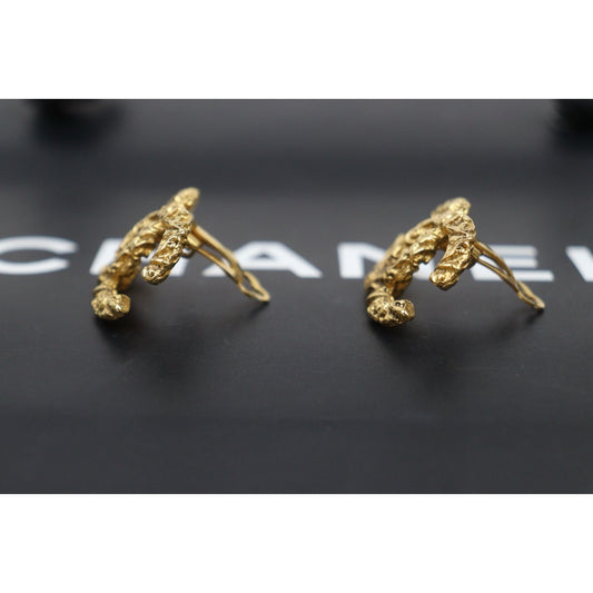 Very Good ( Rank A) ｜ CHANEL Coco Mark Vintage Lava Gold Earrings Made In 1993Year ｜25111903