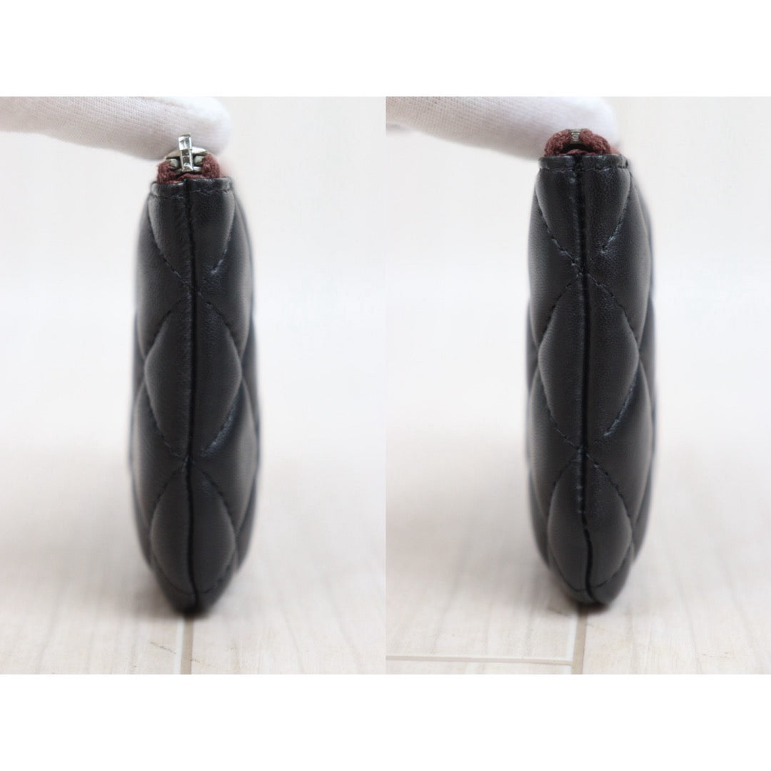 Very Good ( Rank A)｜ CHANEL Coco Mark Lambskin Classic Small Pouch  Black Made In 2014-2015Year｜25091209