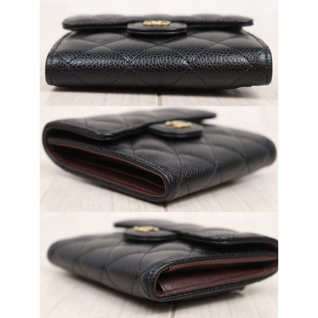 Very Good ( Rank A)｜Chanel Caviar Skin Black Wallet Made In 2021-2022Year ｜25090110