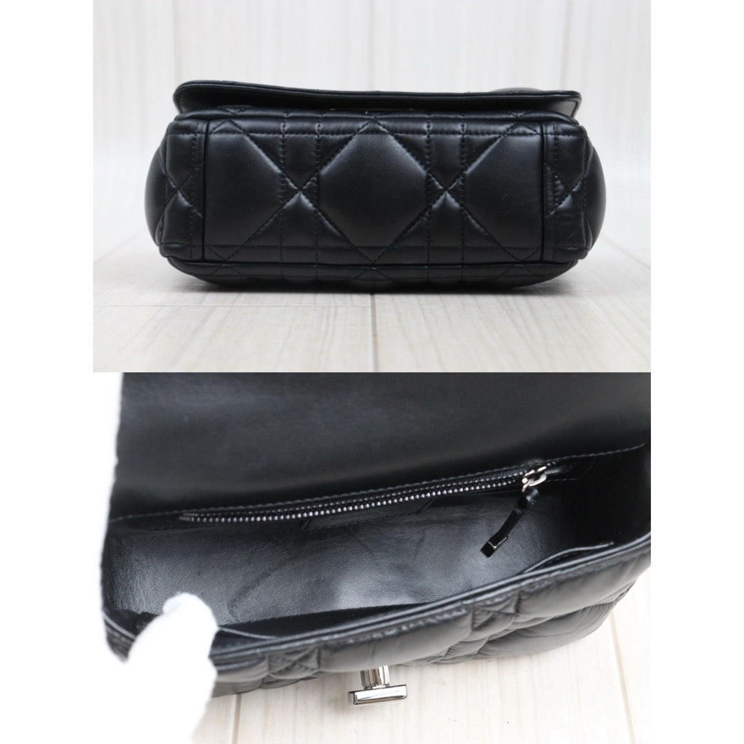 Very Good ( Rank A) ｜Dior Caro Matelasse Chain Calf Leather Shoulder Bag PM So Black  ｜S25071010