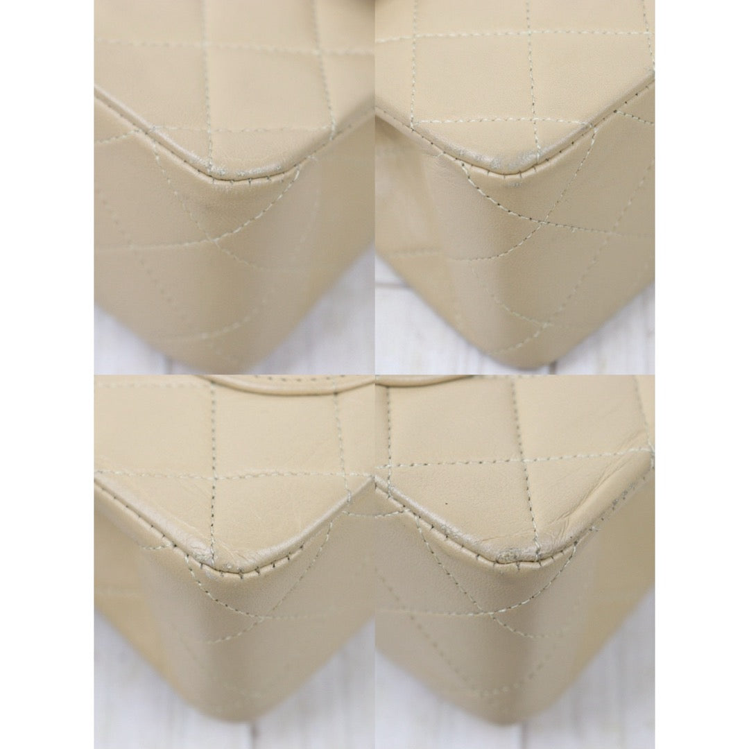 Good ( Rank AB)｜ CHANEL  Lamb Skin Beige Double Flap 23 Shoulder Bag Made in 1989-1991 Year ｜P24110109