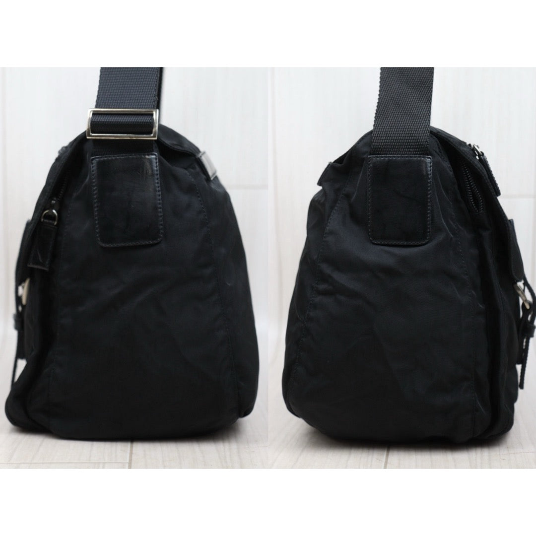 Good ( Rank AB) ｜Prada  Nylon ShoulderBag Black Silver Hardware｜25062306