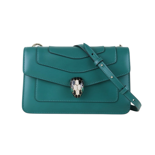 Include Entrupy Certificate of Authenticity｜Very Good ( Rank A)｜Bvlgari Calf Leather Serpenti Forever Top in Emerald Green PM Shoulder Strap ｜S26090738