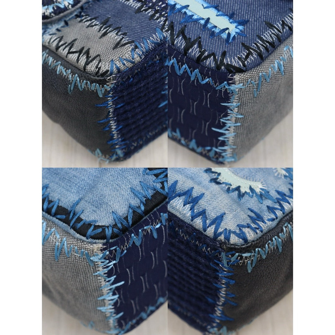 Good ( Rank AB)｜ CHANEL  Colorblock Patch Denim Single Flap Jumbo 30 Shoulder Bag Blue Made in 2014-2015Year｜S26020201