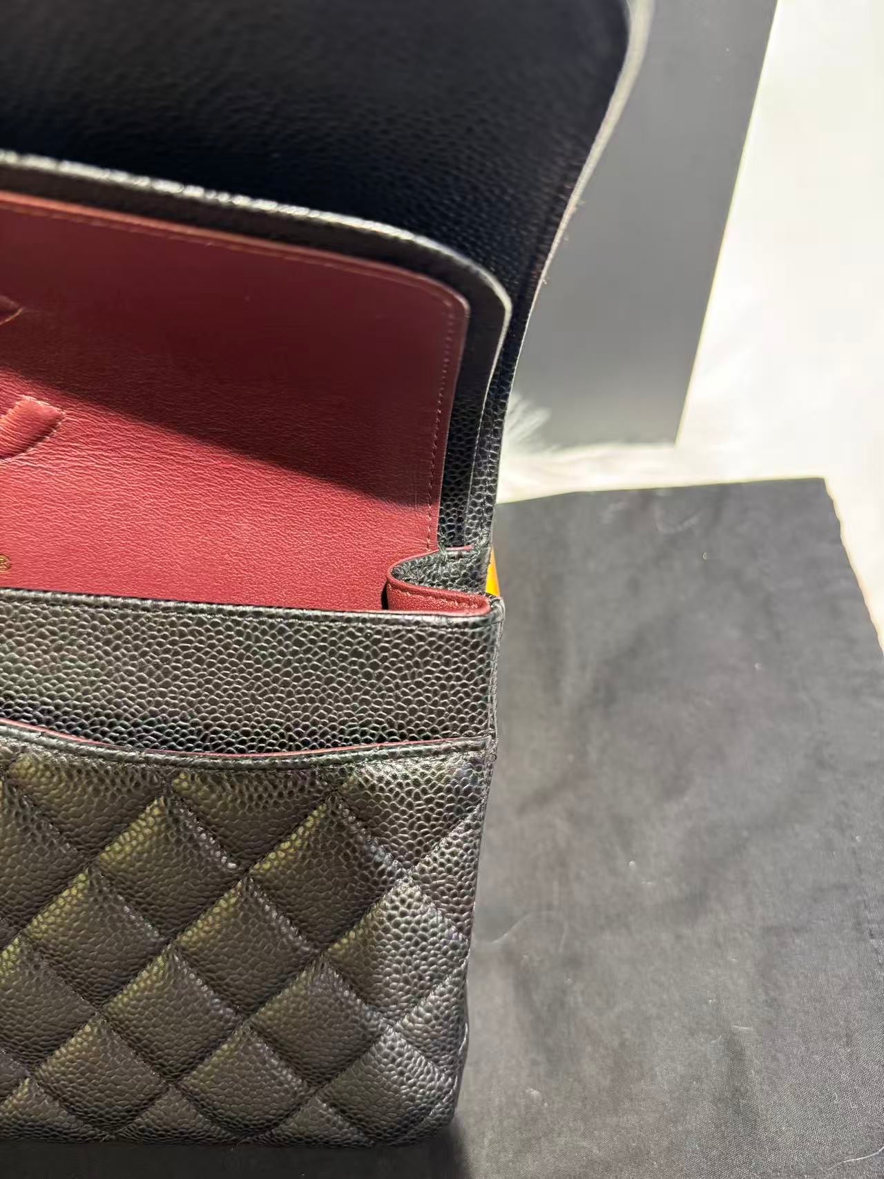 Include Entrupy Certificate of Authenticity｜Very Good ( Rank A)｜CHANEL Caviar Skin Matrasse Chain Double Flap 25 Shoulder Bag Black