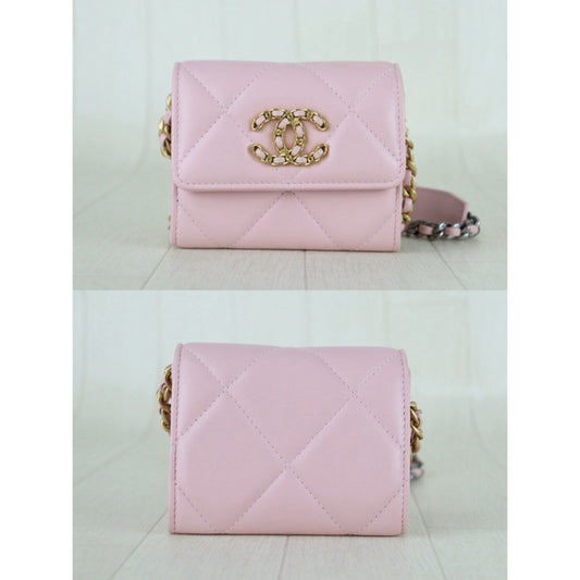 Include Entrupy Certificate of Authenticity｜Very Good ( Rank A)｜ CHANEL Matrasse Chain Calf Leather  Mini 19Bag  Pink Shoulderbag IC Chips Model｜S26010409