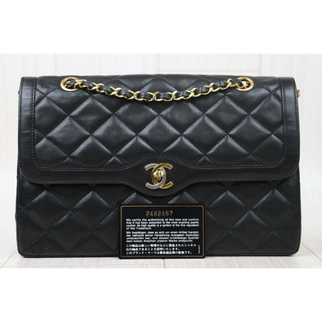 Good ( Rank AB) ｜ CHANEL Paris Limited Series Matrasse Classic Double Flap 28 Shoulder Bag Black Made In 1991-1994Year｜24100704