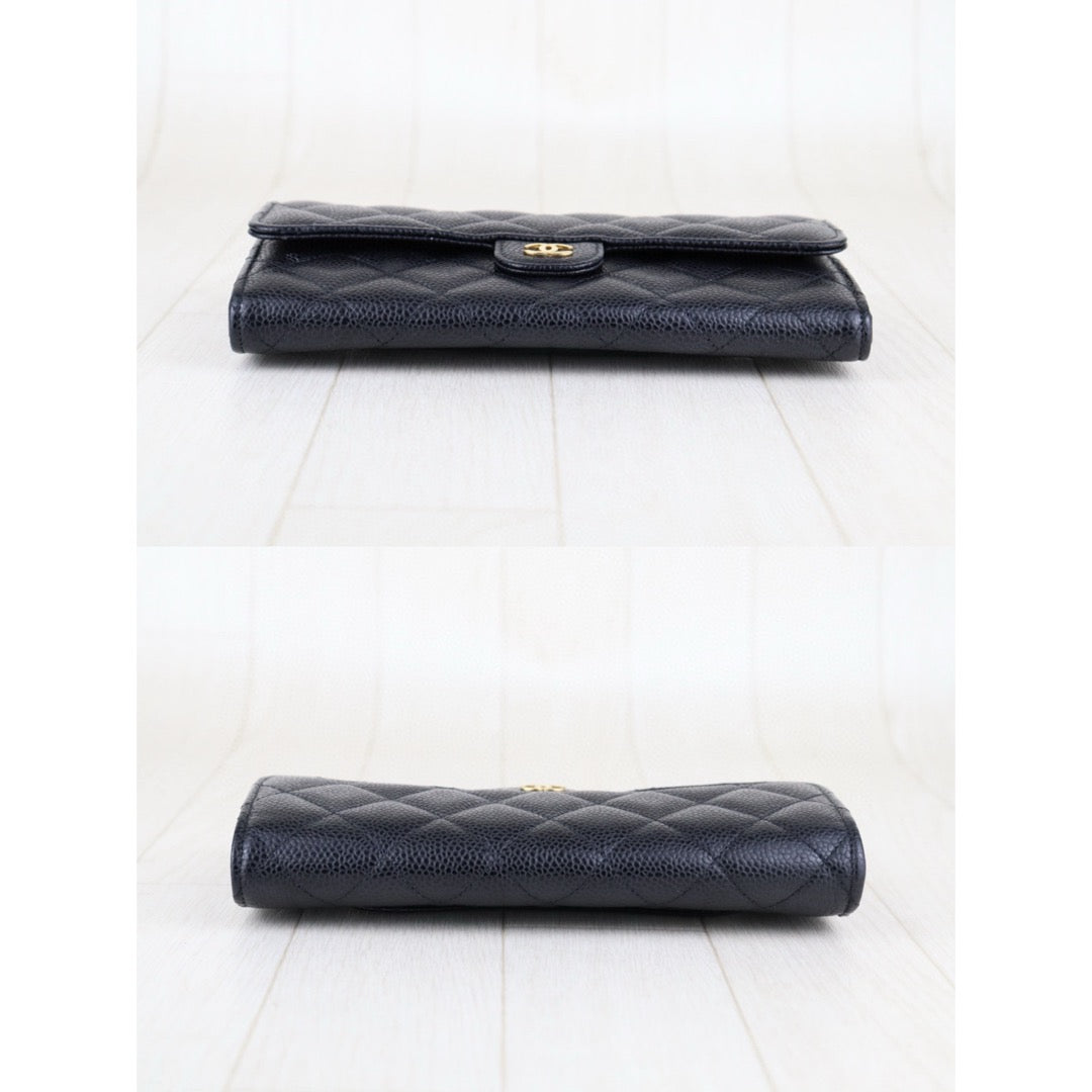 Very Good ( Rank A)｜CHANEL Caviar Skin Black Long Wallet Made In 2020 - 2021 Year｜H25011310
