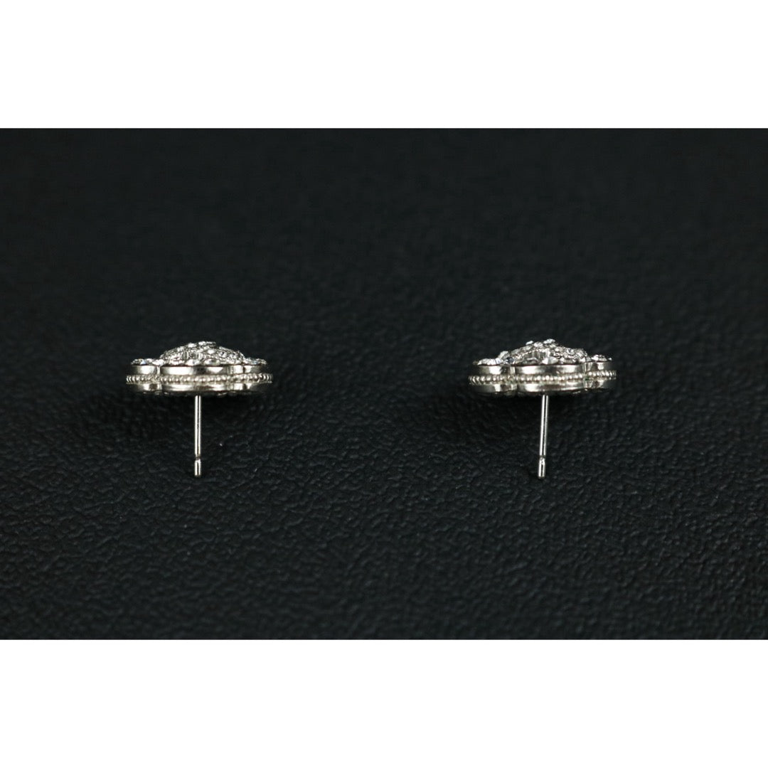 Include Authentic Detective Certificate of Authenticity｜Very Good ( Rank A) ｜CHANEL C21V COCO Mark Camellia Rhinestone Earrings Made In 2021Year｜S26061605