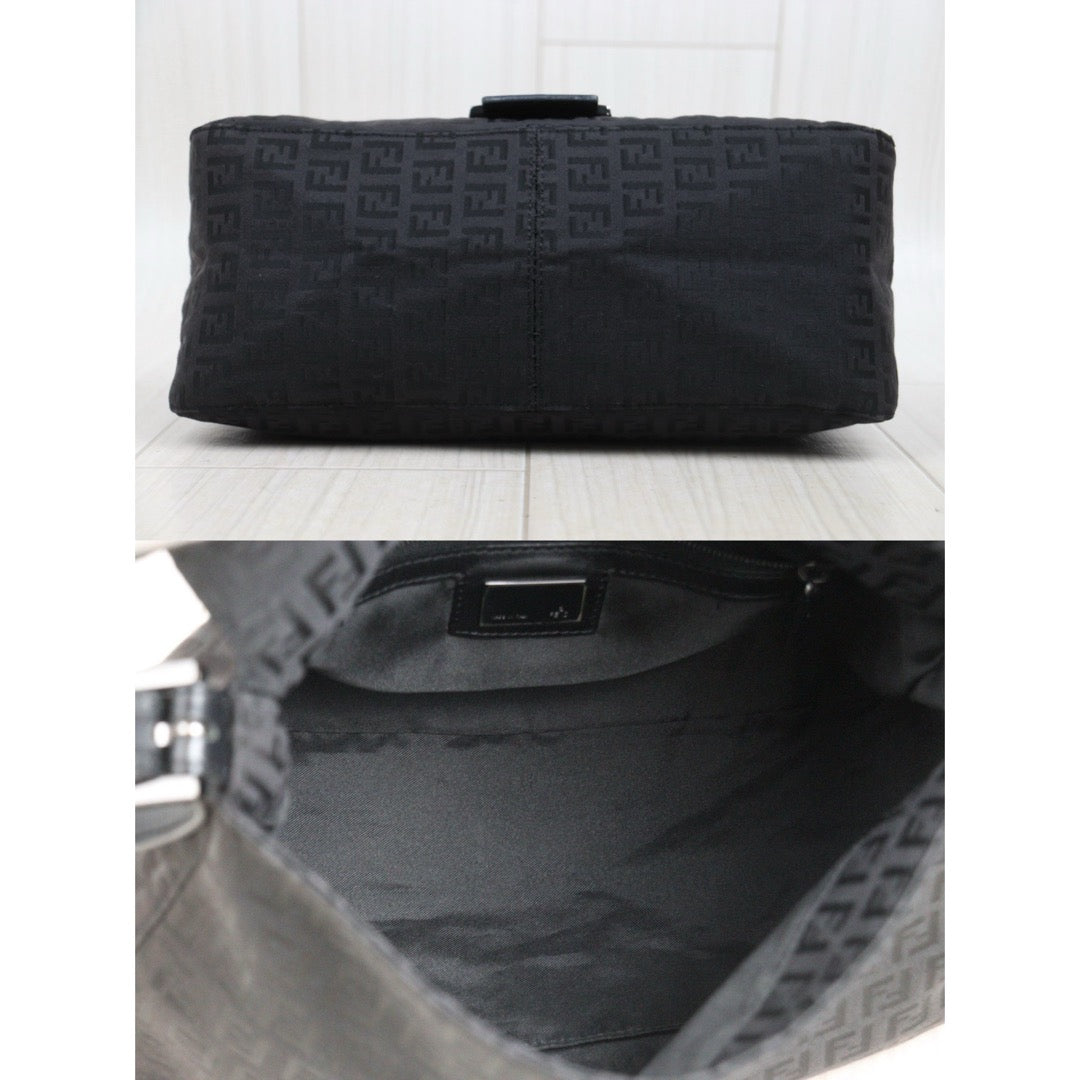 Good ( Rank AB)｜ FENDI Zucca Mamma Baguette Shoulder Bag Black ｜25102306