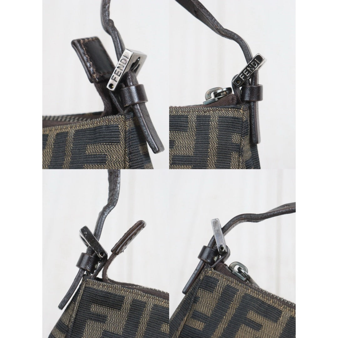 Include Entrupy Certificate of Authenticity｜Good ( Rank AB)｜ FENDI Zucca Mamma Gunmetal Hardware Shoulder Bag｜26091805