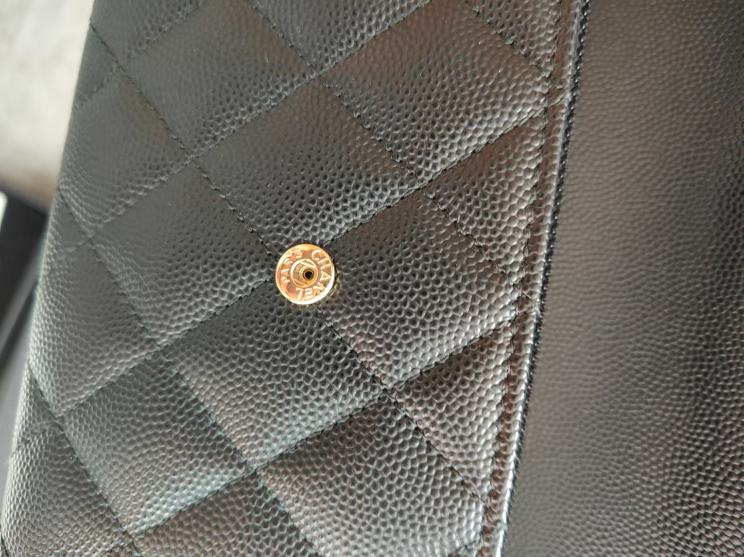 CHANEL Leboy Caviar Skin Black Long Wallet with entrupy