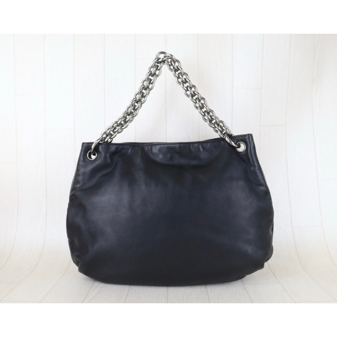 Include Entrupy Certificate of Authenticity｜Very Good ( Rank A)｜ CHANEL Lamb Skin Soft And Chain  Hobo Bag  Black Made In 2006-2008 Year｜S26090736