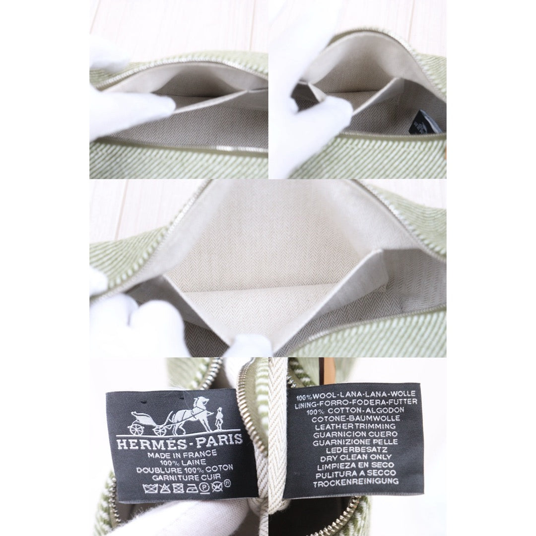 Very Good ( Rank A) ｜ HERMES Bride-A-Brac Canvas Green and Beige Handbag ｜W25121605