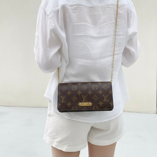 Include Entrupy Certificate of Authenticity｜Very Good ( Rank A)｜ Louis Vuitton Monogram  Lily Flap WOC Chain Shoulder Bag IC Chips Model｜S26062212