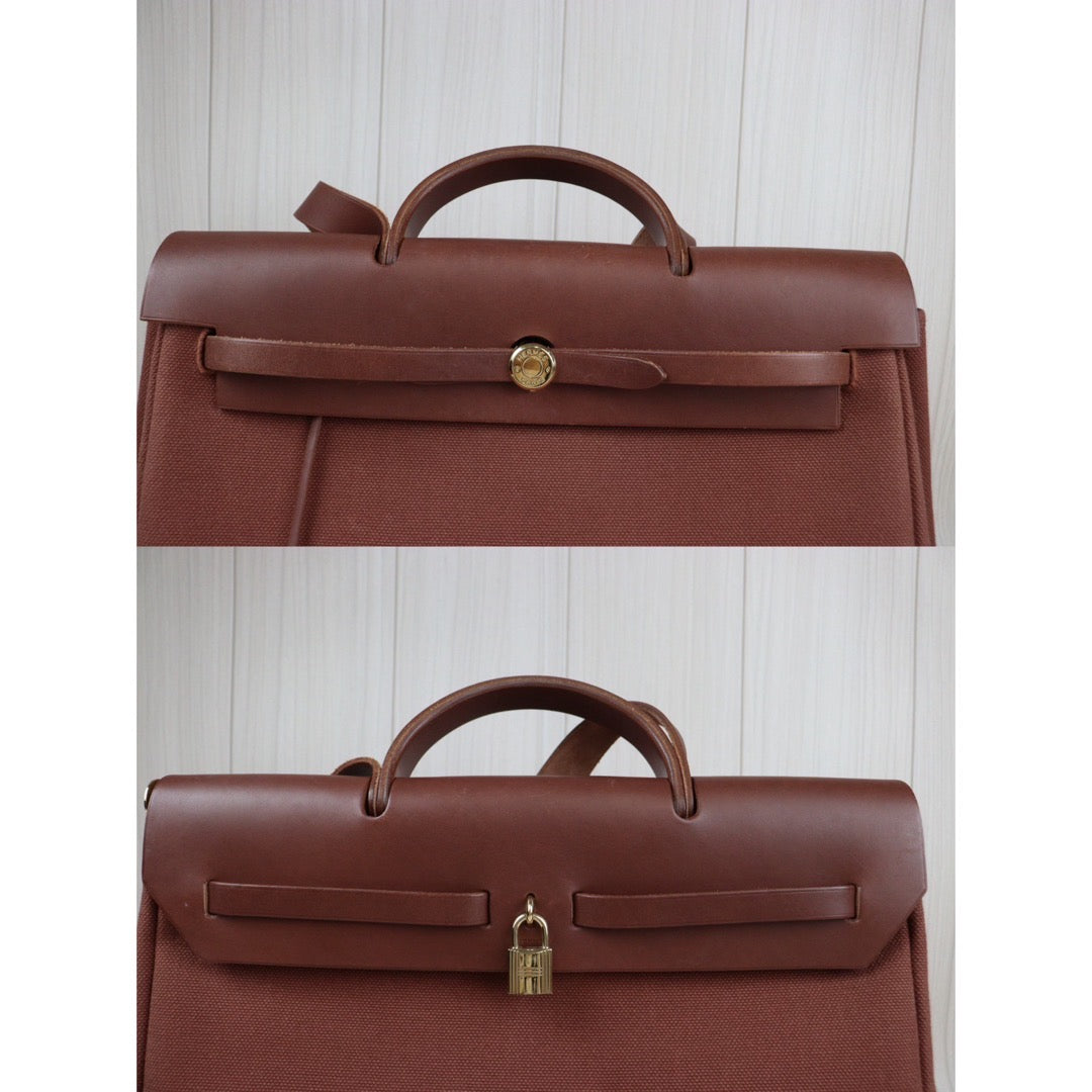 Rank AB ｜ HERMES Herbag MM  □E Stamp With Change Bag  Made In 2001 Year｜24022221