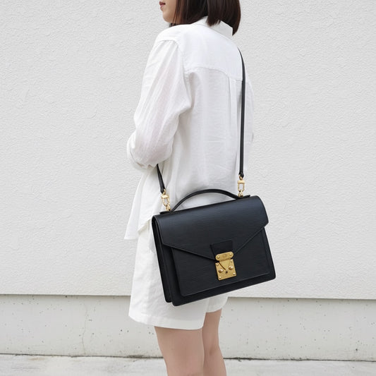 Include Entrupy Certificate of Authenticity｜Very Good ( Rank A)｜ Louis Vuitton Epi Capucines Monceau Handbag Shoulder Bag Black｜26071501