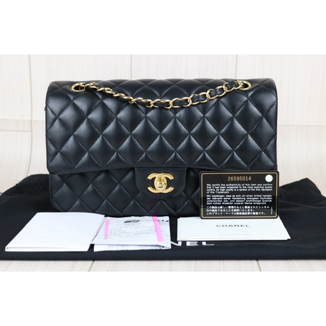 Include Entrupy Certificate of Authenticity｜Very Good ( Rank A)｜ CHANEL Lamb Skin Matrasse Chain Double Flap 25 Shoulder Bag  Black Made In 2018-2019Year｜S26101201